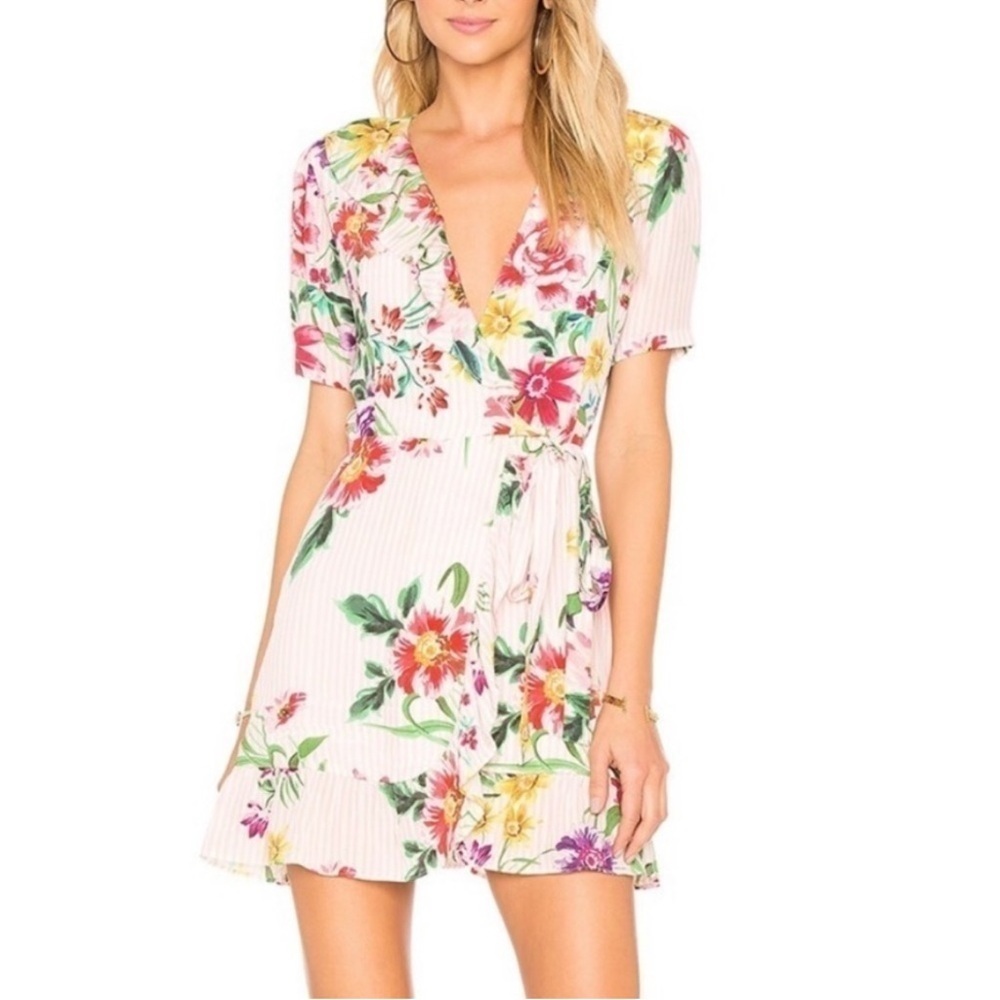 Privacy Please Revolve Striped June Wrap Mini Dress XS